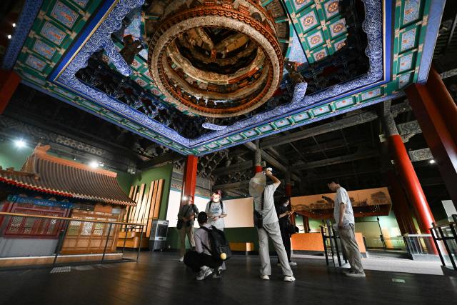 (260725) -- BEIJING, July 25, 2026 (Xinhua) -- People visit the Beijing Ancient Architecture Museum inside the Altar of the God of Agriculture, also referred to as the Xiannongtan Temple, in Beijing, capital of China, July 24, 2026. Marking the second anniversary of the successful inscription of the Beijing Central Axis on the UNESCO World Heritage List, heritage sites along the Beijing Central Axis, such as the Palace Museum, Zhengyangmen Gate, and Altar of the God of Agriculture, also referred to as the Xiannongtan Temple, will either open to the public free of charge or launch new exhibitions on July 27.
  Over the past two years, efforts to conserve, inherit and make good use of the Beijing Central Axis have advanced steadily, achieving new outcomes in areas including related legal system, UNESCO World Heritage signage, landscape improvement, creative utilization, collaborative protection and international communication. (Xinhua/Chen Zhonghao)
