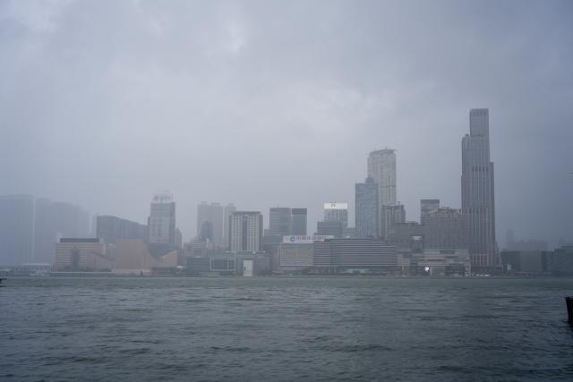 (260726) -- HONG KONG, July 26, 2026 (Xinhua) -- This photo taken on July 26, 2026 shows a view of the Victoria Harbour in Hong Kong, south China. The Hong Kong Observatory downgraded the typhoon signal to the Strong Wind Signal No. 3 at 12:40 p.m. local time on Sunday as Typhoon Noul moves away.
   With Noul moving into inland Guangdong and weakening, local winds are decreasing gradually, according to the observatory. (Xinhua/Zhu Wei)