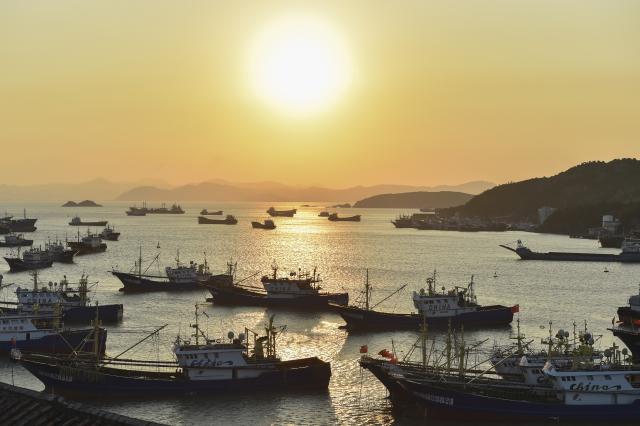 (260726) -- WENLING, July 26, 2026 (Xinhua) -- This photo taken on June 26, 2026 shows fishing ships at a wharf in Liruo Village of Shitang Town, Wenling City, east China's Zhejiang Province. Liruo is a village located in the southwestern part of Shitang Town, Wenling City. For generations, local residents have relied on the sea for their livelihood. The village is known for its distinctive stone constructions, which were built to withstand typhoons and other severe weather.
   Today, the ancient fishing village is boosting its cultural and tourism industries. Many traditional stone houses have been transformed into cafes and homestays, while fishing nets are crafted into handbags, serving as souvenirs for tourists together with other cultural and creative products. (Photo by Lin Qiujin/Xinhua)