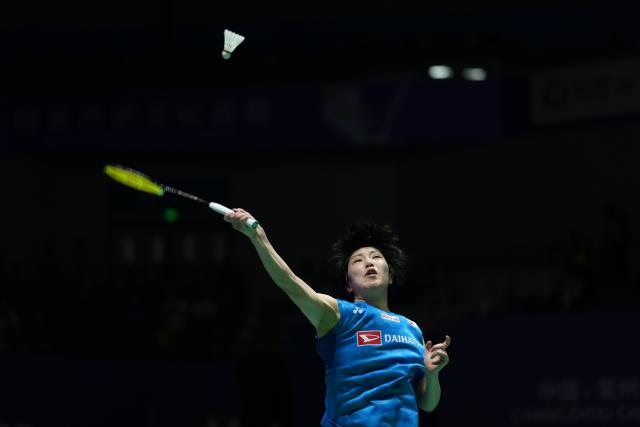 (260726) -- CHANGZHOU, July 26, 2026 (Xinhua) -- Yamaguchi Akane competes during the women's singles final match between Chen Yufei of China and Yamaguchi Akane of Japan at the 2026 China Open badminton tournament in Changzhou, east China's Jiangsu Province, July 26, 2026. (Xinhua/Sun Fei)