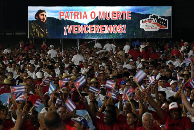 (260727) -- PINAR DEL RIO, July 27, 2026 (Xinhua) -- People attend a ceremony marking the 73rd anniversary of the National Rebellion Day in Pinar del Rio, Cuba, July 26, 2026. The National Rebellion Day marks events on July 26, 1953, when late revolutionary leader Fidel Castro and about 100 of his followers attempted to take the Moncada Barracks, the second military fortress of the Fulgencio Batista's dictatorship, in the city of Santiago de Cuba, and the Carlos Manuel de Cespedes Barracks in the nearby town of Bayamo. (Photo by Joaquin Hernandez/Xinhua)