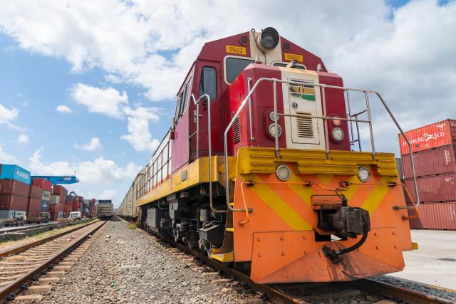 (260727) -- MOMBASA, July 27, 2026 (Xinhua) -- A freight train is pictured at Port Reitz Station along the Mombasa-Nairobi Standard Gauge Railway (SGR) in Mombasa, Kenya, July 9, 2026. The cumulative freight volume transported along Kenya's Mombasa-Nairobi SGR, a flagship project under the Belt and Road Initiative (BRI) cooperation, has exceeded 50 million tonnes as of July 26, the operator said on Monday.
   Since commencing operations on May 31, 2017, the Mombasa-Nairobi SGR has maintained a safe operational record for more than 3,300 consecutive days. (Xinhua/Xie Jianfei)