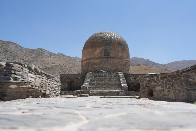 (260728) -- KABUL, July 28, 2026 (Xinhua) -- This photo taken on July 28, 2026 shows a view of the Shewaki Stupa in the east edge of Kabul, capital of Afghanistan. Afghanistan has restored and preserved nearly 2,000 historical artifacts and monuments over the past year as part of a concerted effort to protect and promote the country's rich cultural heritage, government spokesman Zabihullah Mujahid announced on Tuesday.
  TO GO WITH "Nearly 2,000 historical artifacts restored in Afghan museums: gov't spokesperson" (Photo by Saifurahman Safi/Xinhua)