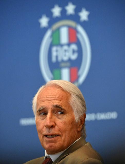 (260728) -- ROME, July 28, 2026 (Xinhua) -- Italian Football Federation President Giovanni Malago, gives a press conference to introduce Roberto Mancini as the new head coach of the Italy men's national football team, in Rome, Italy, July 28, 2026. (Photo by Alberto Lingria/Xinhua)