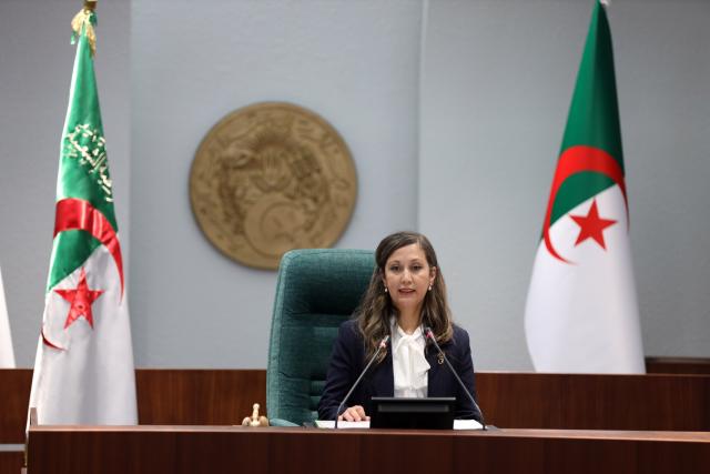 (260729) -- ALGIERS, July 29, 2026 (Xinhua) -- Photo taken on July 28, 2026 shows Khalida Boufedech, the newly elected speaker of the National People's Assembly in Algiers, Algeria. Algeria's newly elected National People's Assembly, the lower house of parliament, opened its 10th legislative term on Tuesday evening and elected Khalida Boufedech as its first-ever female speaker. (Photo by Billel Bensalem/Xinhua)
