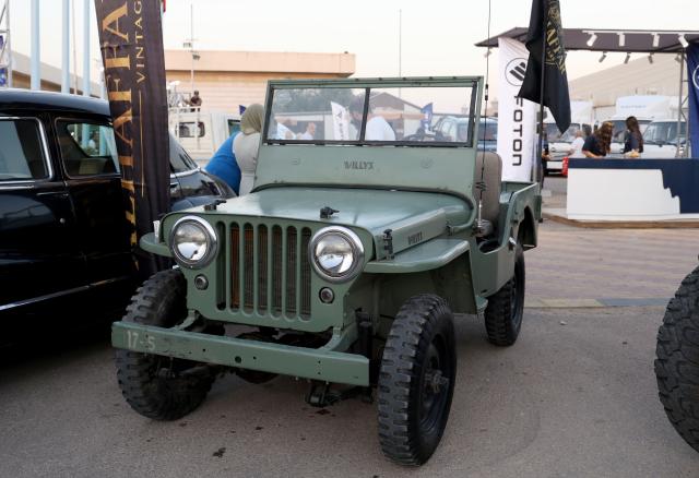 (260730) -- DAMASCUS, July 30, 2026 (Xinhua) -- A vintage Willys Jeep is displayed during the 14th International Motor Show 2026 at the New Damascus Fairgrounds in Damascus, Syria, July 30, 2026. (Photo by Ammar Safarjalani/Xinhua)