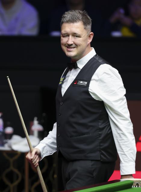 (260802) -- SHANGHAI, Aug. 2, 2026 (Xinhua) -- Kyren Wilson reacts during the final match between Judd Trump of England and Kyren Wilson of England at the World Snooker Shanghai Masters 2026 in Shanghai, east China, Aug. 2, 2026. (Xinhua/Chen Haoming)