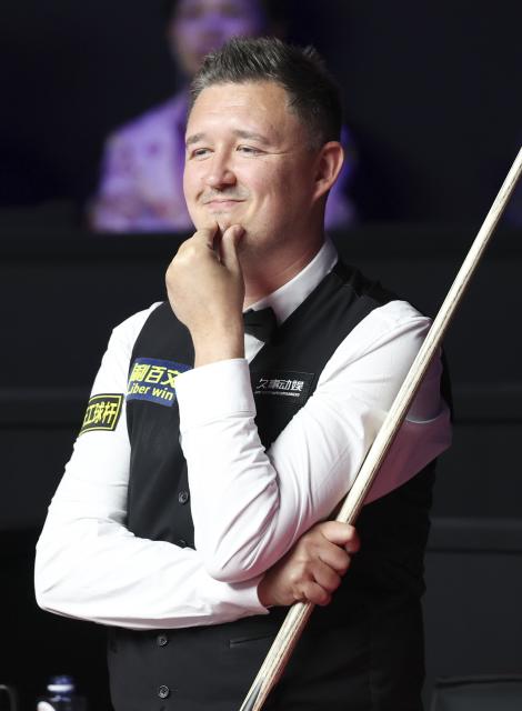 (260802) -- SHANGHAI, Aug. 2, 2026 (Xinhua) -- Kyren Wilson reacts during the final match between Judd Trump of England and Kyren Wilson of England at the World Snooker Shanghai Masters 2026 in Shanghai, east China, Aug. 2, 2026. (Xinhua/Chen Haoming)