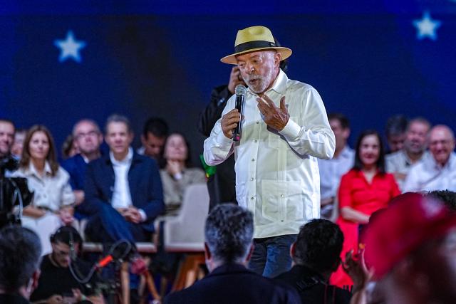 (260802) -- SAO PAULO, Aug. 2, 2026 (Xinhua) -- Brazilian President Luiz Inacio Lula da Silva speaks at the ruling Workers' Party's national convention in Sao Paulo, Brazil, Aug. 2, 2026. Brazil's ruling Workers' Party on Sunday officially nominated incumbent President Luiz Inacio Lula da Silva as its candidate for the upcoming presidential election as he seeks a fourth term in office. (Photo by Paulo Lopes/Xinhua)