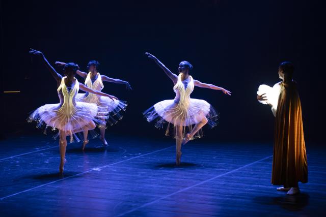 (260803) -- JOHANNESBURG, Aug. 3, 2026 (Xinhua) -- Dancers perform "Ballet of Lights: Sleeping Beauty" in Johannesburg, South Africa, Aug. 2, 2026. The performance, which combines classical ballet with illuminated fiber-optic costumes, was staged in Johannesburg on Sunday. (Photo by Ihsaan Haffejee/Xinhua)