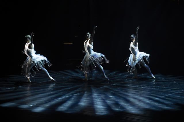 (260803) -- JOHANNESBURG, Aug. 3, 2026 (Xinhua) -- Dancers perform "Ballet of Lights: Sleeping Beauty" in Johannesburg, South Africa, Aug. 2, 2026. The performance, which combines classical ballet with illuminated fiber-optic costumes, was staged in Johannesburg on Sunday. (Photo by Ihsaan Haffejee/Xinhua)