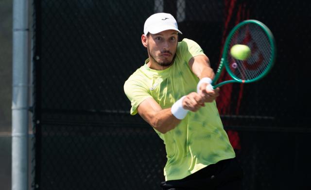 (260805) -- MONTREAL, Aug. 5, 2026 (Xinhua) -- Pablo Carreno Busta of Spain competes against Valentin Royer of France during the men's singles first round match at the 2026 National Bank Open tennis tournament in Montreal, Canada, Aug. 4, 2026. (Photo by Li Haitao/Xinhua)
