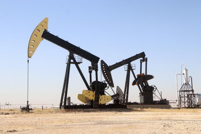 (260805) -- HASAKAH, Aug. 5, 2026 (Xinhua) -- Pumpjacks are seen at the Rmelan oil fields in Hasakah province, northeastern Syria, Aug. 4, 2026. Officials said rehabilitation projects are expected to modernize production facilities and gradually raise output at the country's largest oil fields. (Str/Xinhua)