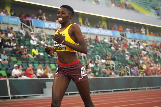 (260806) -- EUGENE, Aug. 6, 2026 (Xinhua) -- Charity Cherop of Uganda competes in the women's 5000m final at the 2026 World U20 Athletics Championships in Eugene, Oregon, the United States, Aug. 5, 2026. (Xinhua/Wu Xiaoling)