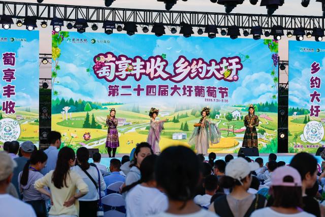 (260807) -- HEFEI, Aug. 7, 2026 (Xinhua) -- This photo taken on July 31, 2026 shows the opening ceremony of a grape-themed market in Dawei Town of Hefei, east China's Anhui Province. Recently, the city of Hefei in east China has held a series of themed markets which took advantage of local cultural and tourism resources to boost consumption.
   At Huiyuan Garden scenic area, a cultural market featuring creative products, folk songs and performances, fish-shaped lantern parades and local delicacies offers visitors an immersive experience of Anhui culture.
   In Dawei Town, a grape-themed market provides a platform for local farmers to promote agricultural products. Visitors can taste various varieties of grapes and grape-based drinks, purchase agricultural products with discounts, and participate in study tours.
   By integrating cultural experiences, leisure activities and consumption, these themed markets have succeeded in attracting visitors while creating new opportunities for local tourism and rural industries. (Photo by Fan Bowen/Xinhua)