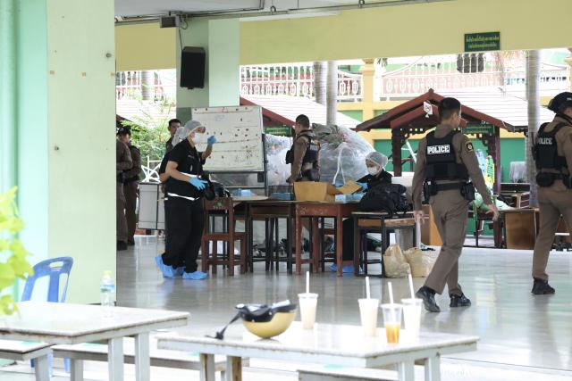 (260807) -- NONTHABURI , Aug. 7, 2026 (Xinhua) -- Police officers work at the building where the shooting occurred at Debsirin Nonthaburi School in Nonthaburi province, Thailand, Aug. 7, 2026. Thai Prime Minister Anutin Charnvirakul said on Friday afternoon that eight people were confirmed dead, including the gunman and his grandparents, and over 30 people were injured, with nine in critical condition, as a gunman opened fire at a school and home in Nonthaburi province earlier the day.
Local police were notified around 10 a.m. local time after a gunman opened fire at Debsirin Nonthaburi School in the Bang Kruai district of Nonthaburi province on the northwestern outskirts of Bangkok.
Anutin also said such an incident must not be allowed to happen again, noting that the government will promote stricter gun control measures, and relevant departments must strengthen supervision of gun ownership situations. (Xinhua/Sun Weitong)