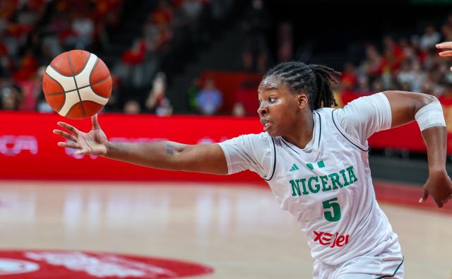 (260807) -- HAIKOU, Aug. 7, 2026 (Xinhua) -- Jordan Obi of Nigeria competes during during a friendly basketball match between China and Nigeria held in Haikou, south China's Hainan Province, Aug. 7, 2026. (Xinhua/Yang Guanyu)