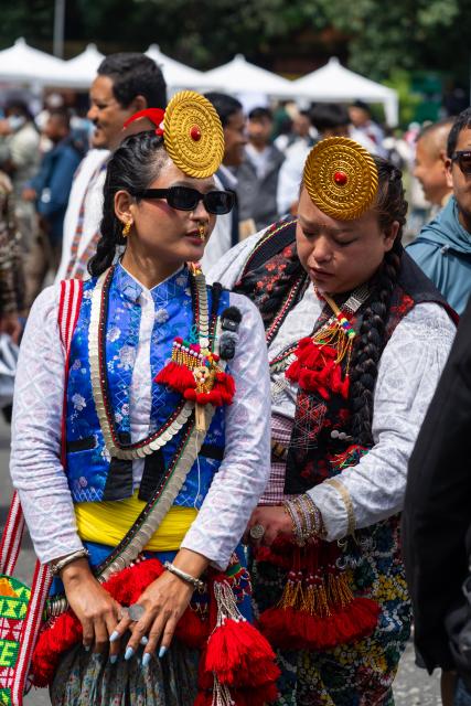 (260809) -- KATHMANDU, Aug. 9, 2026 (Xinhua) -- People in traditional attire take part in celebrations marking the International Day of the World's Indigenous Peoples in Kathmandu, Nepal, Aug. 9, 2026.
  The International Day of the World's Indigenous Peoples is observed every year on Aug. 9. (Photo by Hari Maharjan/Xinhua)