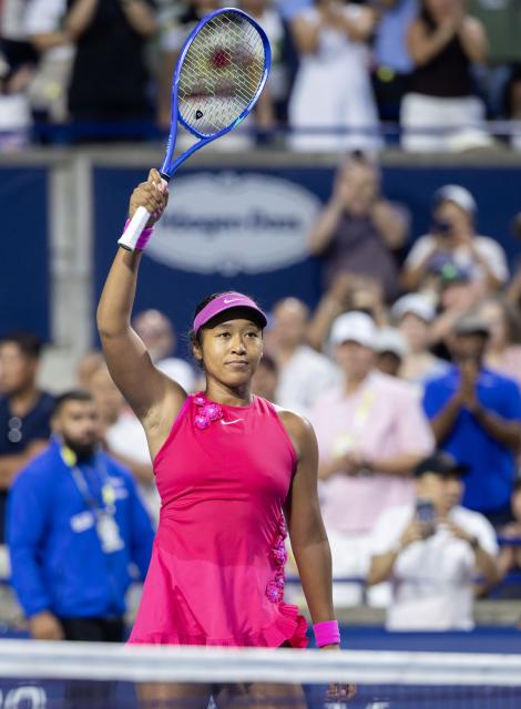 (260810) -- TORONTO, Aug. 10, 2026 (Xinhua) -- Naomi Osaka of Japan celebrates victory after the women's singles round of 16 match between Leylah Fernandez of Canada and Naomi Osaka of Japan at the 2026 National Bank Open tennis tournament in Toronto, Canada, on Aug. 9, 2026. (Photo by Zou Zheng/Xinhua)