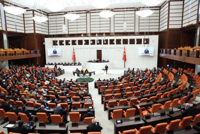 (260810) -- ANKARA, Aug. 10, 2026 (Xinhua) -- The General Assembly of the Grand National Assembly of Türkiye holds a debate on a draft legislation to establish a legal framework for implementing the Kurdistan Workers' Party (PKK)'s disarmament, in Ankara, Türkiye, on Aug. 10, 2026. (Mustafa Kaya/Handout via Xinhua)
