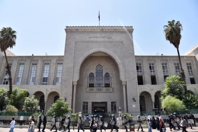 (260811) -- DAMASCUS, Aug. 11, 2026 (Xinhua) -- This photo shows an exterior view of the Justice Palace in Damascus, Syria, Aug. 11, 2026. A Syrian court has sentenced in absentia former President Bashar al-Assad to death, according to Al Jazeera. (Photo by Monsef Memari/Xinhua)