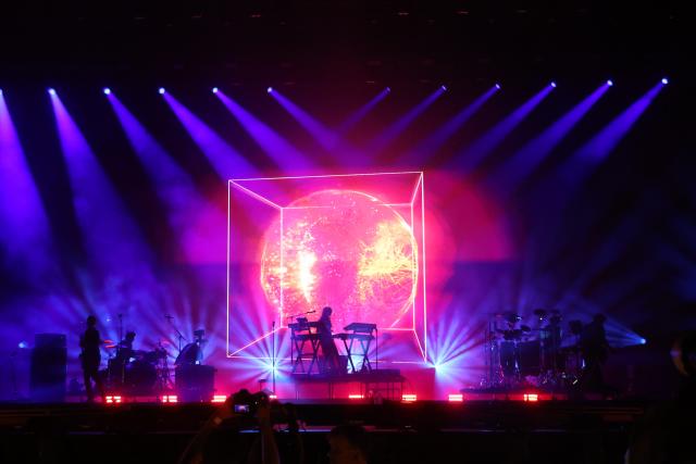 (260811) -- BUDAPEST, Aug. 11, 2026 (Xinhua) -- Artists stage a performance during the 2026 Sziget Festival in Budapest, Hungary, Aug. 10, 2026. The event officially opened to the public on Tuesday on Budapest's Obuda Island, bringing together music, arts and cultural programs from Hungary and abroad.
   Running until Aug. 15, this year's festival provided around 12 themed districts offering music, contemporary arts, circus performances, sports, family and community programs. (Photo by Attila Volgyi/Xinhua)