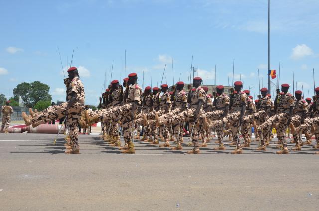 (260811) -- N'DJAMENA, Aug. 11, 2026 (Xinhua) -- Members of defense forces parade during the Independence Day celebration in N'Djamena, the capital of Chad, Aug. 11, 2026. (Photo by Mbaigolmem Arnaud/Xinhua)