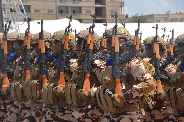 (260811) -- N'DJAMENA, Aug. 11, 2026 (Xinhua) -- Members of defense forces parade during the Independence Day celebration in N'Djamena, the capital of Chad, Aug. 11, 2026. (Photo by Mbaigolmem Arnaud/Xinhua)