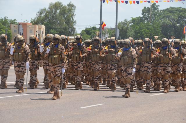 (260811) -- N'DJAMENA, Aug. 11, 2026 (Xinhua) -- Members of defense forces parade during the Independence Day celebration in N'Djamena, the capital of Chad, Aug. 11, 2026. (Photo by Mbaigolmem Arnaud/Xinhua)