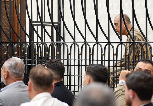 (260812) -- DAMASCUS , Aug. 12, 2026 (Xinhua) -- Syrian former senior security official Atef Najib is seen during a court session in Damascus, Syria, Aug. 11, 2026.
  The Fourth Criminal Court in Damascus on Tuesday sentenced Najib to death over killings and abuses linked to the Syrian conflict, according to reports on the court proceedings. (Photo by Ammar Safarjalani/Xinhua)