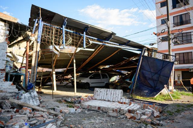 (260812) -- CALI, Aug. 12, 2026 (Xinhua) -- This photo taken on Aug. 11, 2026 shows buildings damaged in an earthquake in Cali, Colombia. The death toll from Monday's 7.4-magnitude earthquake in western Colombia has risen to 188, with 1,677 others injured, the Colombian Association of Capital Cities, or Asocapitales, said Tuesday.
    Asocapitales said it has launched a system to report and search for missing persons as rescue and damage assessment work continues. (COLPRENSA/Handout via Xinhua)