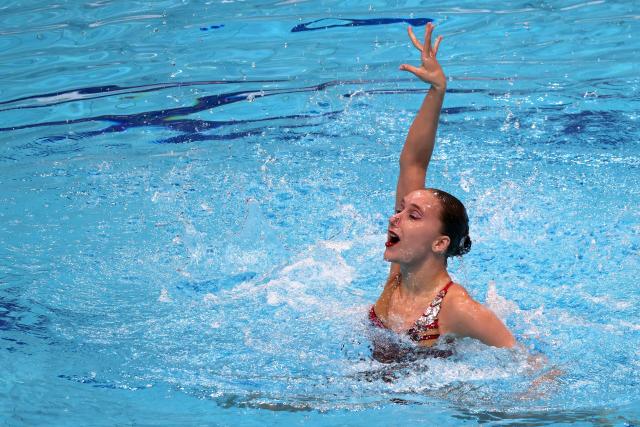 (260813) -- BUDPAEST, Aug. 13, 2026 (Xinhua) -- Aleksandra Zavialova of Russia performs during the Women's Solo Technical Final of the World Aquatics Junior Artistic Swimming Championships in Budapest, Hungary, on Aug. 12, 2026. (Photo by Attila Volgyi/Xinhua)