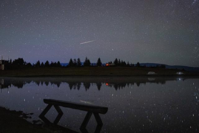 (260813) -- BEIJING, Aug. 13, 2026 (Xinhua) -- This photo taken on Aug. 12, 2026 shows Perseid meteor shower over Renda Township of Luhuo County, Garze Tibetan Autonomous Prefecture, southwest China's Sichuan Province. Perseid meteor shower, which peaks on August 12 and 13 this year, is an annual meteor shower that occurs from mid-July to late August. (Xinhua/Jiang Hongjing)