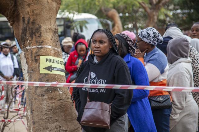 (260813) -- LUSAKA, Aug. 13, 2026 (Xinhua) -- Voters queue to cast their ballots at a polling station in Lusaka, Zambia, on Aug. 13, 2026. Zambian voters turned out in large numbers on Thursday to cast their ballots in the general elections amid a largely peaceful atmosphere. (Photo by Martin Mbangweta/Xinhua)