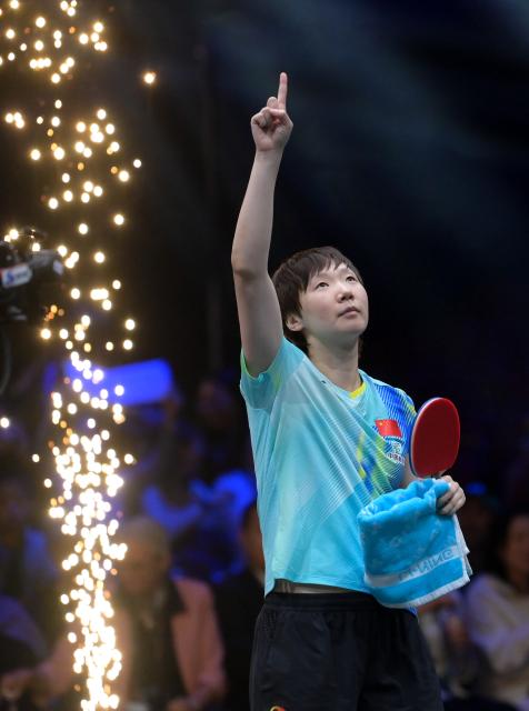 (260818) -- BEIJING, Aug. 18, 2026 (Xinhua) -- Wang Manyu of China celebrates after winning the women's singles final match against Wang Yidi of China at the WTT Europe Smash Sweden 2026 in Malmo, Sweden, Aug. 16, 2026. (Xinhua/Weng Xinyang)
