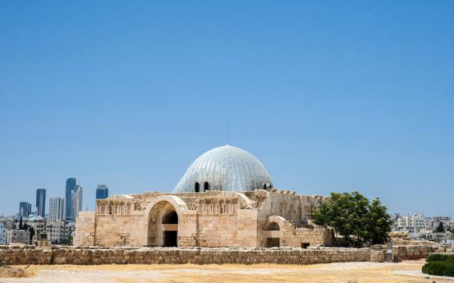 (260818) -- AMMAN, Aug. 18, 2026 (Xinhua) -- This photo taken on July 25, 2026 shows the Umayyad Palace in Amman, Jordan.
  Located in the Middle East, Jordan is a land where ancient civilizations and modern life exist in concord. (Xinhua/Xin Mengchen)