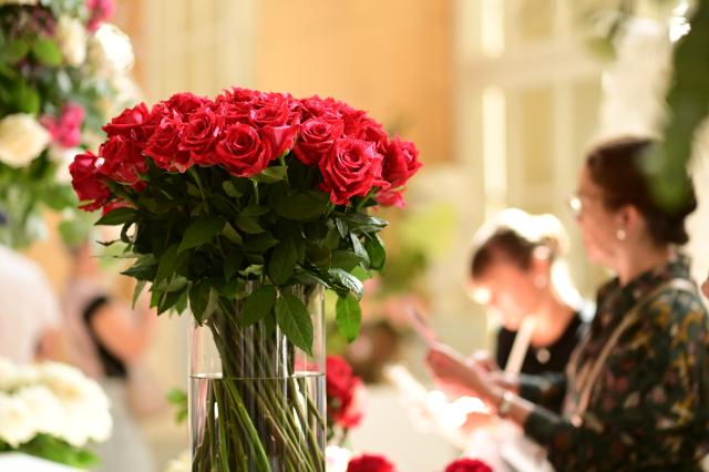 (260822) -- WARSAW, Aug. 22, 2026 (Xinhua) -- Roses are pictured during the 42nd Royal Rose Exhibition at Royal Lazienki Park in Warsaw, Poland, on Aug. 21, 2026. The exhibition is held from Aug. 21 to 23 at Royal Lazienki Park, showcasing roses and floral arrangements from around the world. (Photo by Alexey Vitvitsky/Xinhua)