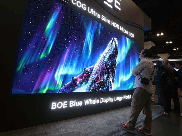 (260822) -- HEFEI, Aug. 22, 2026 (Xinhua) -- People visit the BOE Technology Group's booth at the Display Week 2026 in Los Angeles Convention Center, Los Angeles, California, the United States, May 5, 2026. (Photo by Qiu Chen/Xinhua)