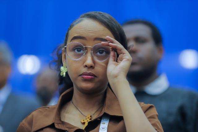 (260822) -- ADDIS ABABA, Aug. 22, 2026 (Xinhua) -- A guest attends the 13th East African Health Federation Conference and International Exhibition in Addis Ababa, the capital of Ethiopia, Aug. 21, 2026. TO GO WITH "Domestic production, regional integration urged to build resilient health economy in East Africa" (Photo by Michael Tewelde/Xinhua)