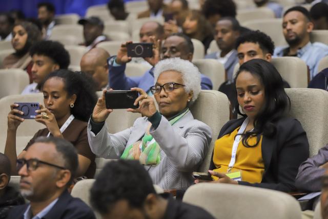 (260822) -- ADDIS ABABA, Aug. 22, 2026 (Xinhua) -- Guests attend the 13th East African Health Federation Conference and International Exhibition in Addis Ababa, the capital of Ethiopia, Aug. 21, 2026. TO GO WITH "Domestic production, regional integration urged to build resilient health economy in East Africa" (Photo by Michael Tewelde/Xinhua)