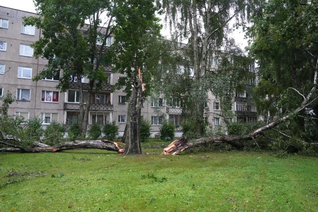 (260823) -- RIGA, Aug. 23, 2026 (Xinhua) -- This photo taken on Aug. 23, 2026 shows the aftermath of a powerful storm in Riga, Latvia. A powerful cyclone swept northward across the three Baltic states on Saturday, killing two as strong winds, torrential rain and thunderstorms ravaged Lithuania, Latvia and Estonia.
   Meteorological data showed Saturday's storm was the most destructive to hit Latvia since January 2005. (Photo by Edijs Palens/Xinhua)