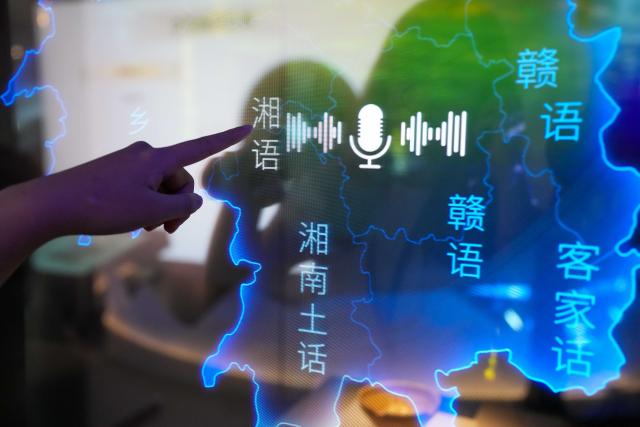 (260824) -- CHANGSHA, Aug. 24, 2026 (Xinhua) -- A visitor listens to dialects of various regions in Hunan at the Exhibition Hall of the Project for the Protection of Language Resources of China in Changsha, central China's Hunan Province, Aug. 24, 2026. A new exhibition hall dedicated to the preservation of China's diverse language resources opened on Monday in Changsha, capital of central China's Hunan Province, bringing a decade-long effort to document languages and dialects to the public through digital and interactive displays.
  The Exhibition Hall of the Project for the Protection of Language Resources of China, located in the Hunan Museum, brings together recordings and other language materials collected from more than 1,800 field survey sites across China, covering Chinese dialects, ethnic minority languages and related cultural traditions. (Xinhua/Xue Yuge)