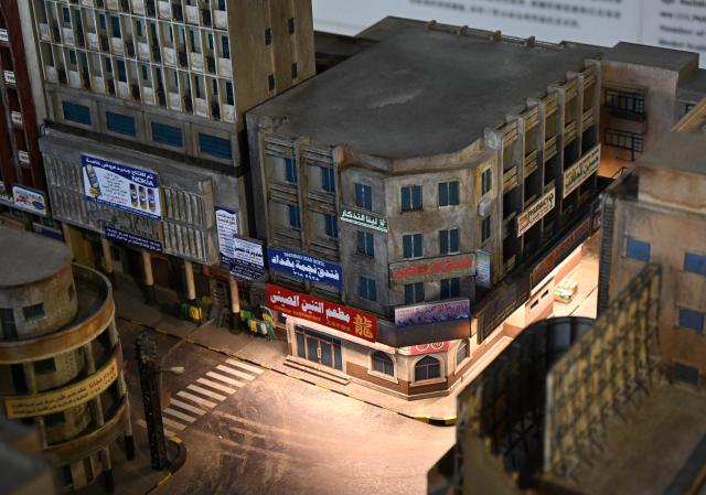 (260824) -- QINGDAO, Aug. 24, 2026 (Xinhua) -- This photo taken on Aug. 24, 2026 shows a miniature street set for the film "Once Upon a Time in the Middle East" in Qingdao, east China's Shandong Province. (Xinhua/Li Ziheng)