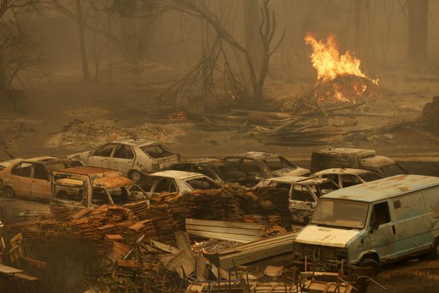 (260827) -- ALGIERS, Aug. 27, 2026 (Xinhua) -- Photo taken on Aug. 27, 2026 shows the aftermath of wildfires in a village in the mountains of Jijel, northeastern Algeria. At least 12 people were killed in wildfires that swept three provinces in northeastern Algeria, Interior Minister Said Sayoud said Wednesday evening. (Photo by Billel Bensalem/Xinhua)