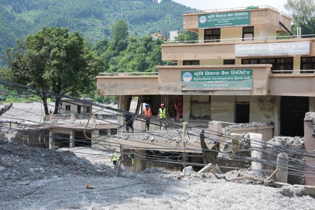(260830) -- NUWAKOT, Aug. 30, 2026 (Xinhua) -- This photo taken on Aug. 29, 2026 shows a view of the mudslide-affected area along the Trishuli River in Nuwakot, Nepal. As of 9 a.m. local time on Sunday, 734 bodies had been recovered from mudslide-hit areas, with 2,498 people still missing, according to Nepal's National Disaster Risk Reduction and Management Authority. (Xinhua/Liu Tian)
