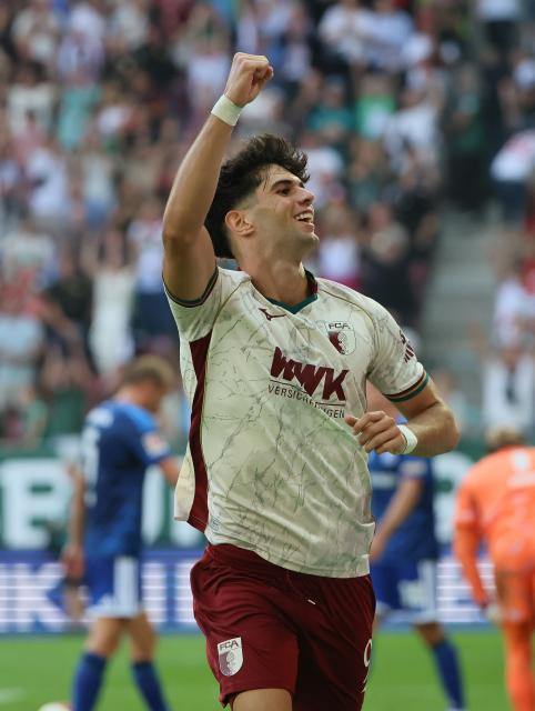 (260831) -- AUGSBURG, Aug. 31, 2026 (Xinhua) -- Rodrigo Ribeiro of FC Augsburg celebrates scoring during the German first division Bundesliga football match between FC Augsburg and FC Schalke 04 in Augsburg, Germany, Aug. 30, 2026. (Photo by Philippe Ruiz/Xinhua)