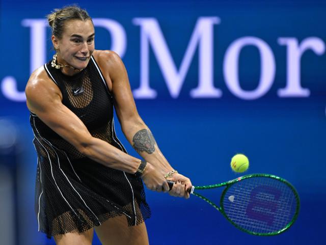 (260903) -- NEW YORK, Sept. 3, 2026 (Xinhua) -- Aryna Sabalenka returns a shot during women's singles second round match betweetn Aryna Sabalenka of Belarus and Polina Iatcenko of Russia at the 2026 US Open tennis championships in New York, the United States, Sept. 2, 2026. (Xinhua/Li Rui)