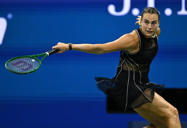 (260903) -- NEW YORK, Sept. 3, 2026 (Xinhua) -- Aryna Sabalenka returns a shot during women's singles second round match betweetn Aryna Sabalenka of Belarus and Polina Iatcenko of Russia at the 2026 US Open tennis championships in New York, the United States, Sept. 2, 2026. (Xinhua/Li Rui)