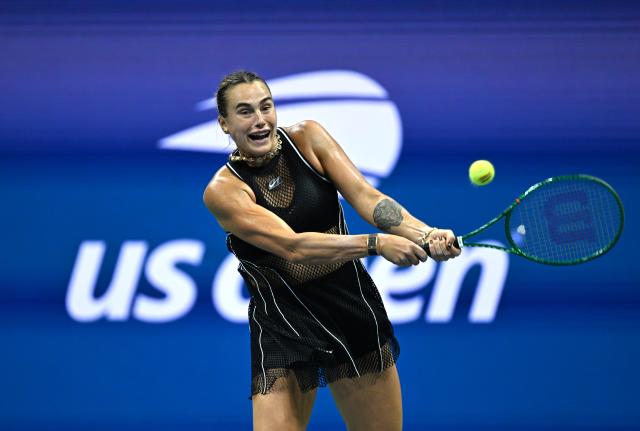 (260903) -- NEW YORK, Sept. 3, 2026 (Xinhua) -- Aryna Sabalenka returns a shot during women's singles second round match betweetn Aryna Sabalenka of Belarus and Polina Iatcenko of Russia at the 2026 US Open tennis championships in New York, the United States, Sept. 2, 2026. (Xinhua/Li Rui)