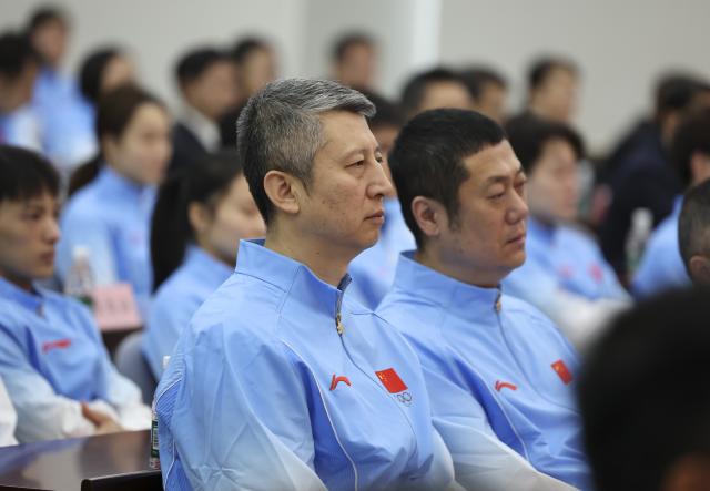 (260904) -- BEIJING, Sept. 4, 2026 (Xinhua) -- Guo Shiqiang, coach of Chinese men's basketball team, attends the inaugural meeting of Chinese delegation for the Aichi-Nagoya Asian Games in Beijing, capital of China, Sept. 4, 2026. (Xinhua/Wang Dongzhen)